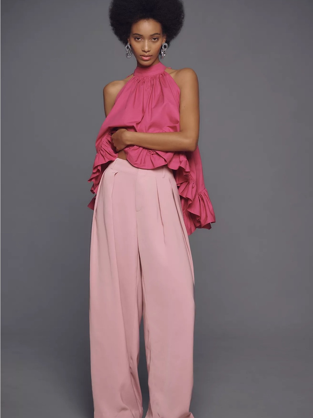 Maeve Anthropologie Tapered Puddle Trousers Wide-Leg High-Waist Pants